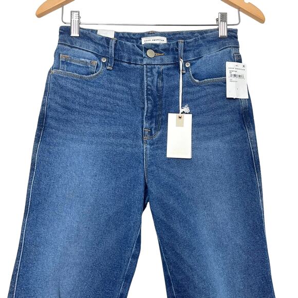 Good American Good Curve Straight Jeans 2 26 High Rise Distressed Stretch Denim - Picture 4 of 12